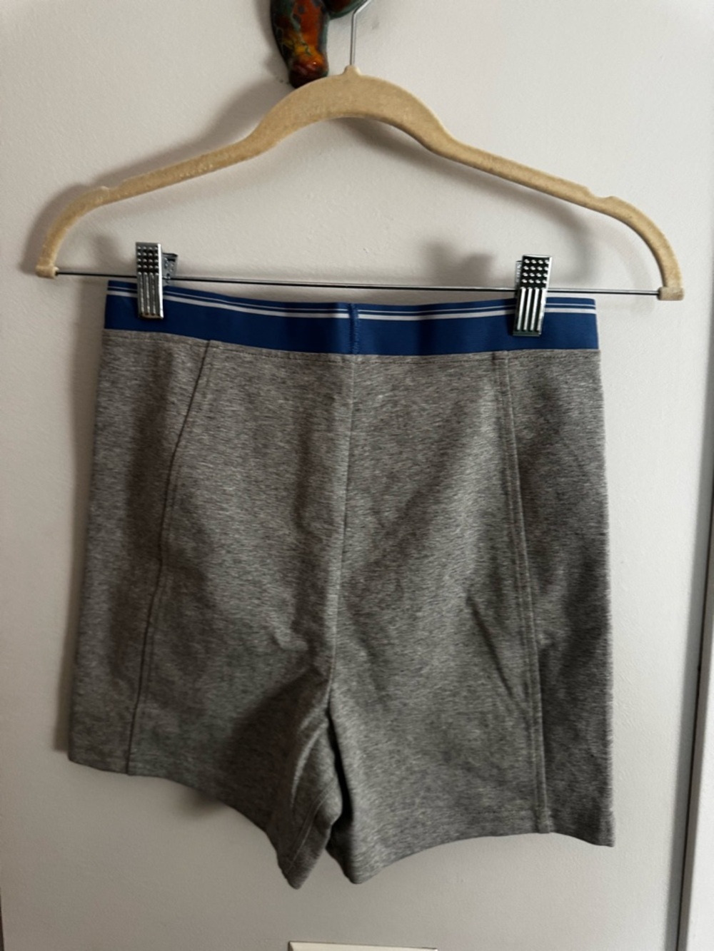 Madewell Gray Knit Biker Shorts Blue Striped Trim Size M - Picture 6 of 6